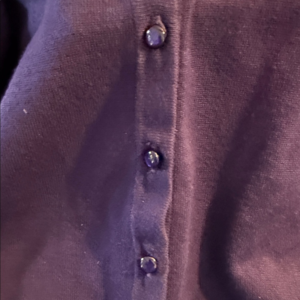 Cable & Gauge Purple Cardigan with Grommet Detail EUC - Picture 5 of 5